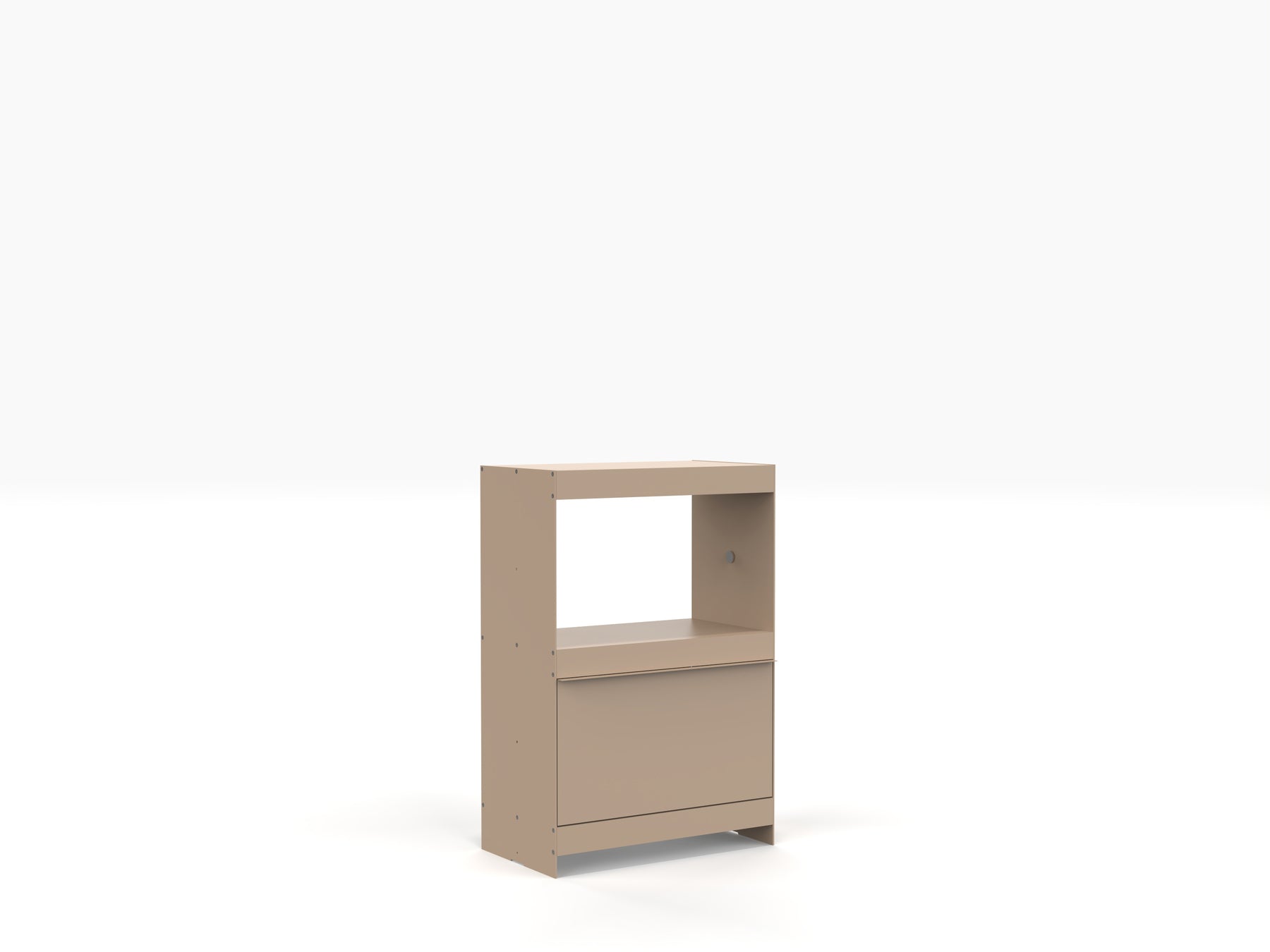 contemporary record player stand and vinyl storage aluminium unit in beige colour