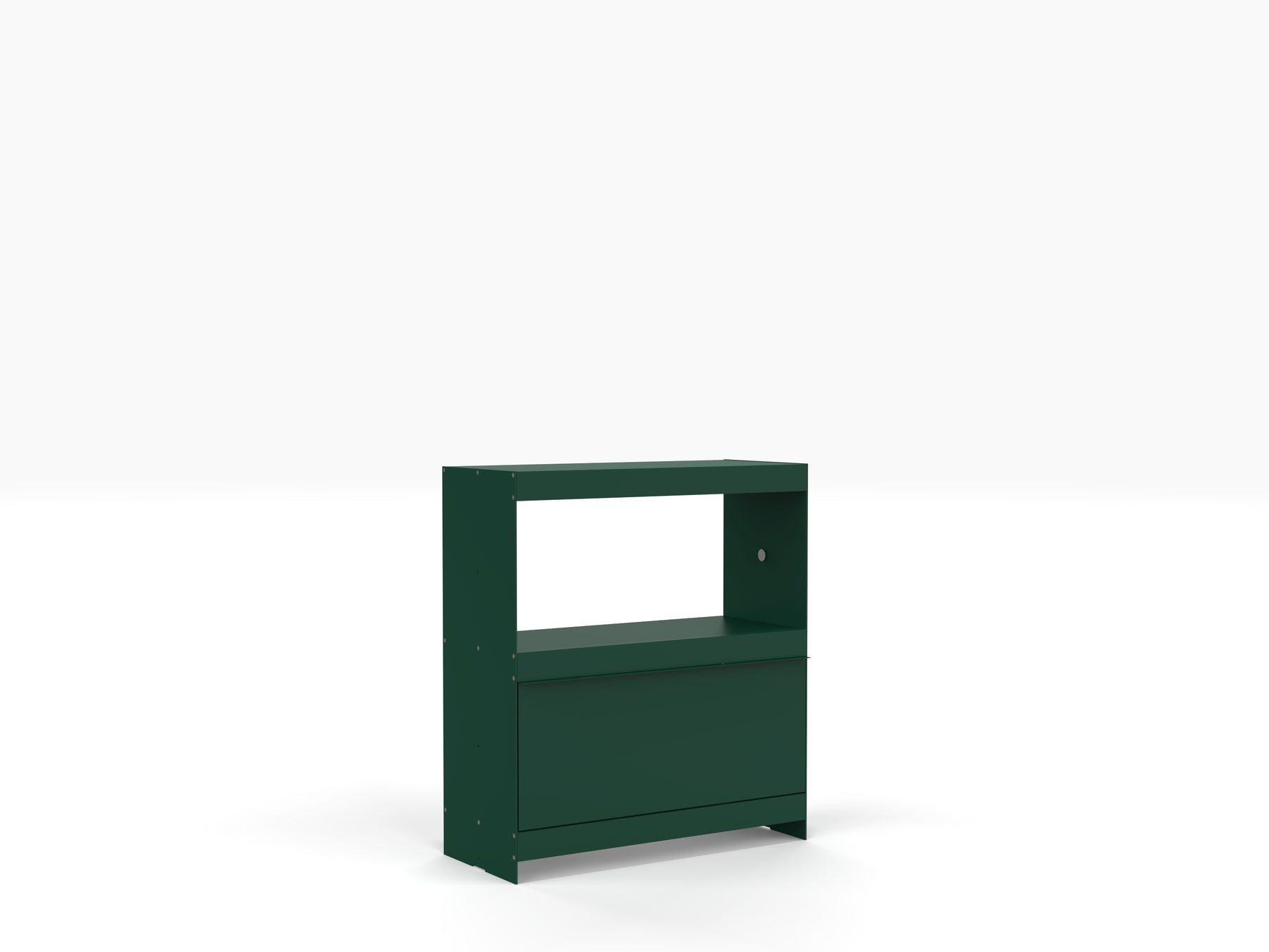 modern modular sideboard for books and vinyl storage in green