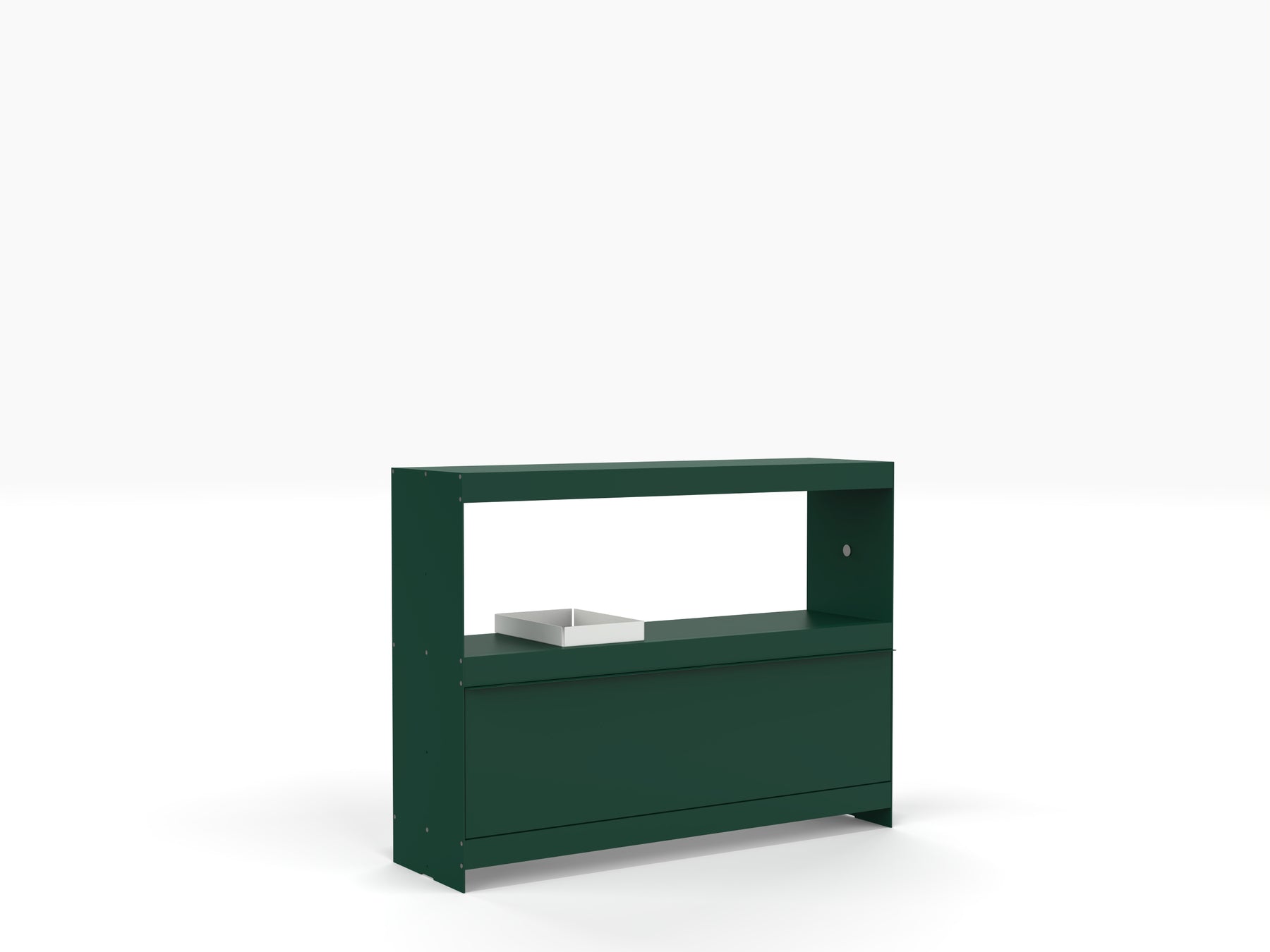 metal modular bookcase low level in green