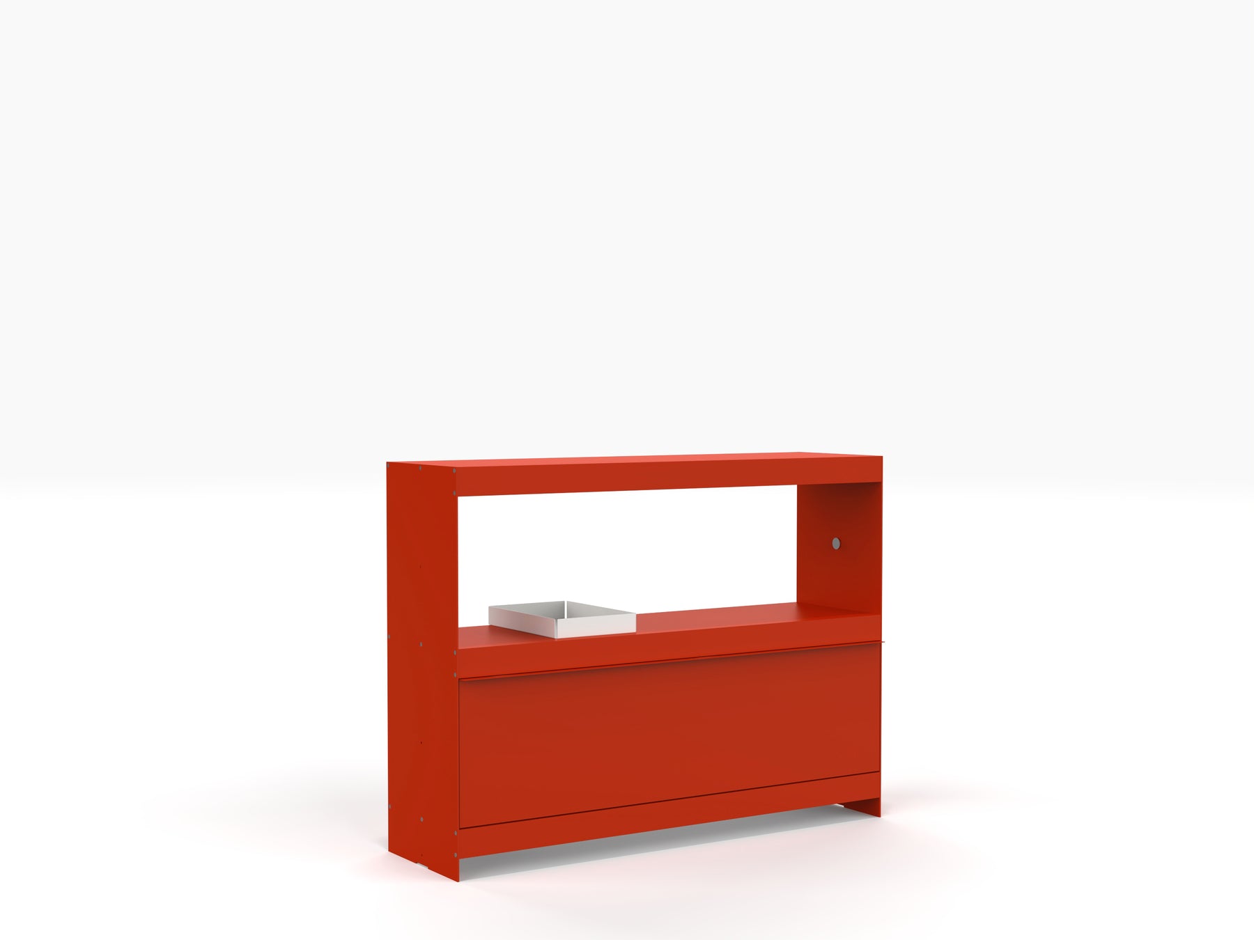 contemporary aluminium red low level bookcase uk