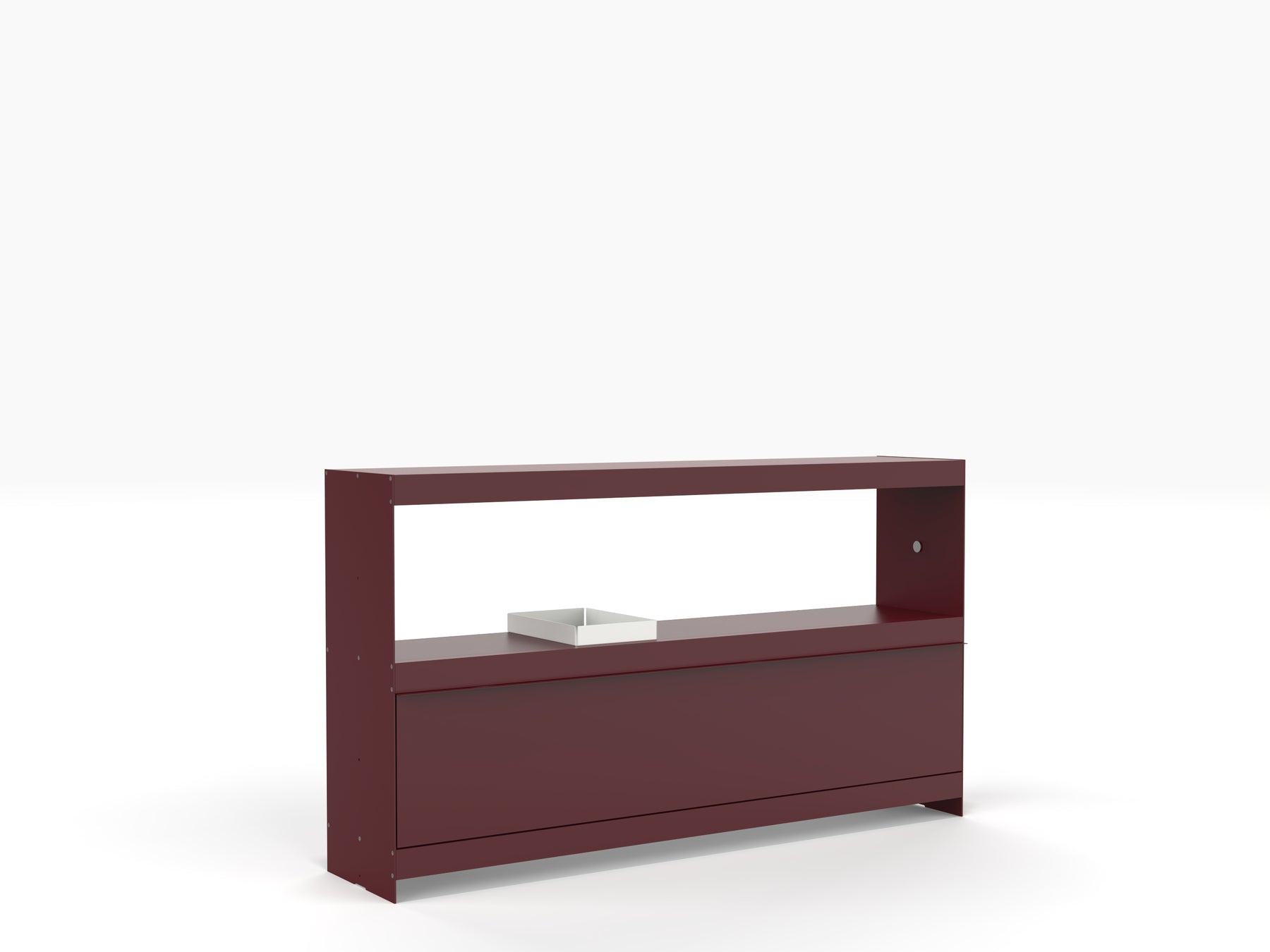 large modern modular sideboard in deep red