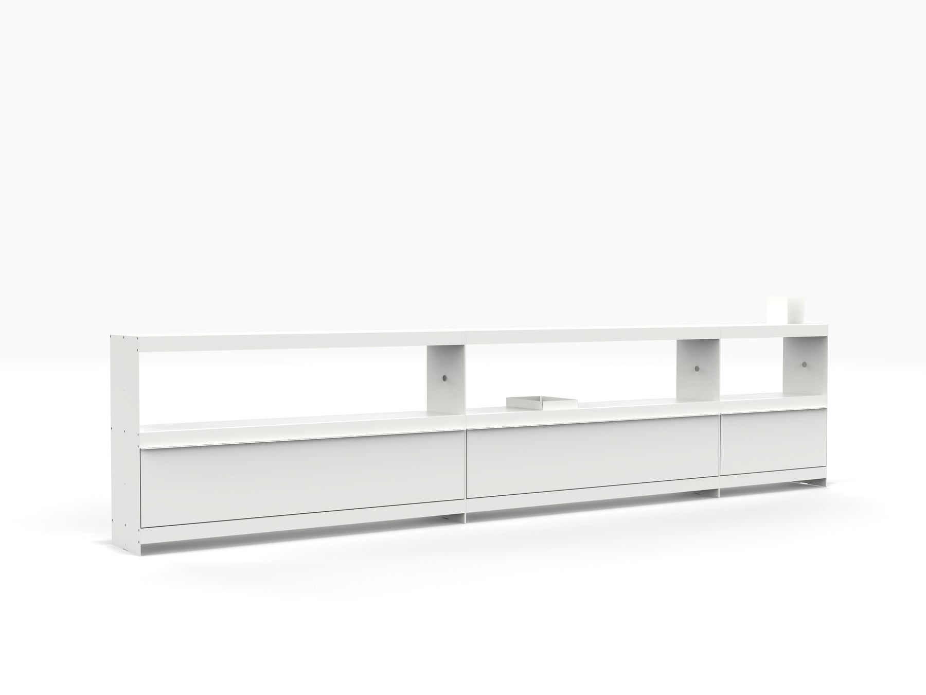 long white metal architectural sideboard