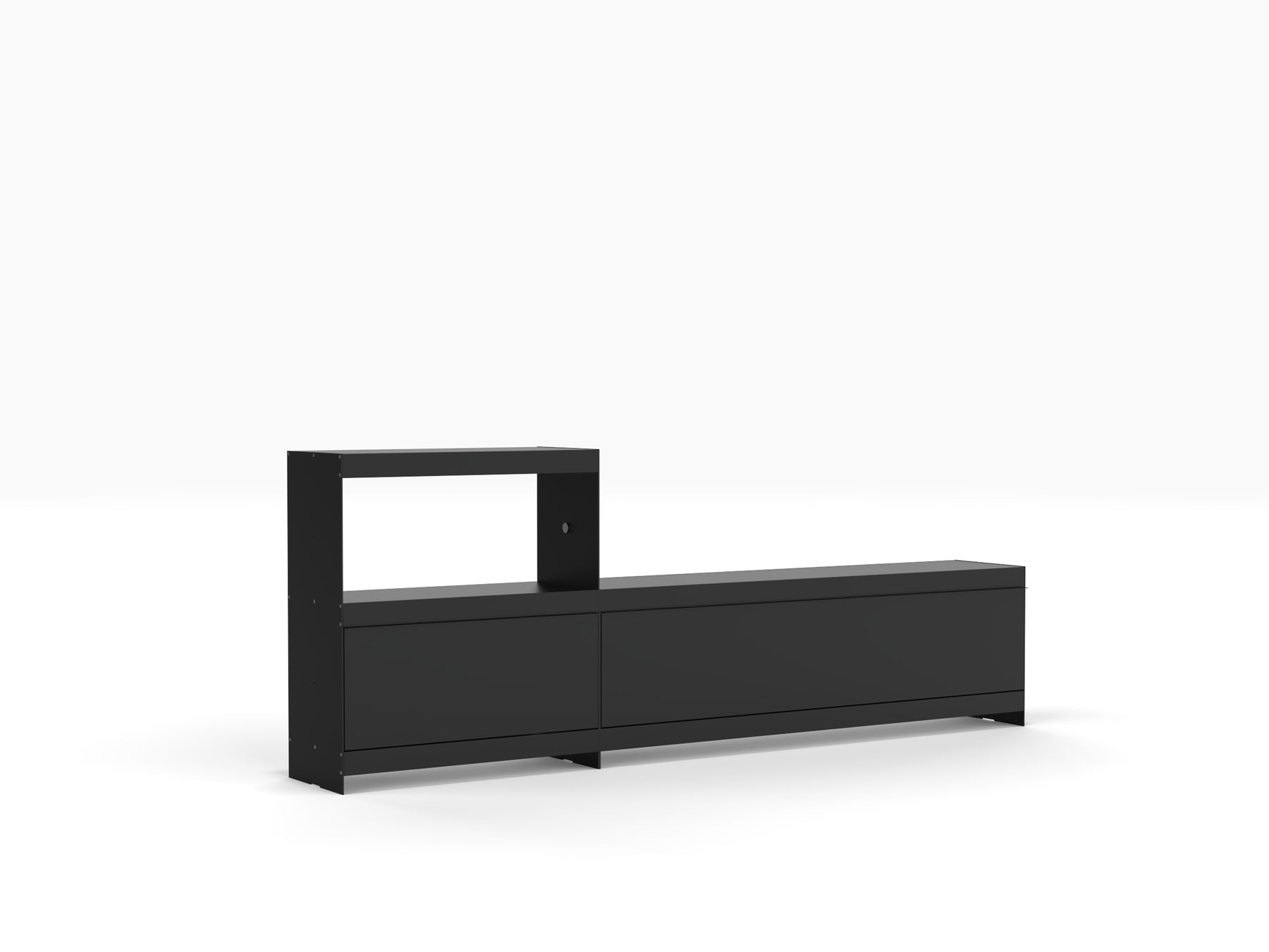 modern modular TV stand and audio storage in black