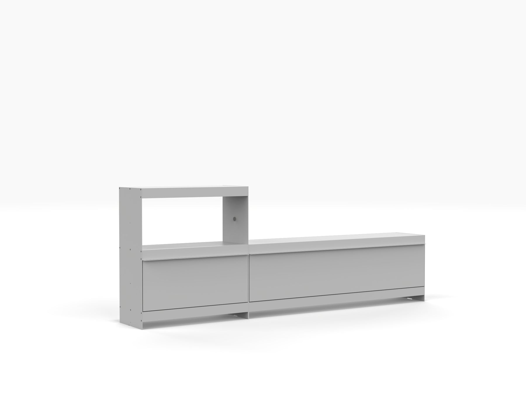 large modular turntable stand and vinyl storage in light grey