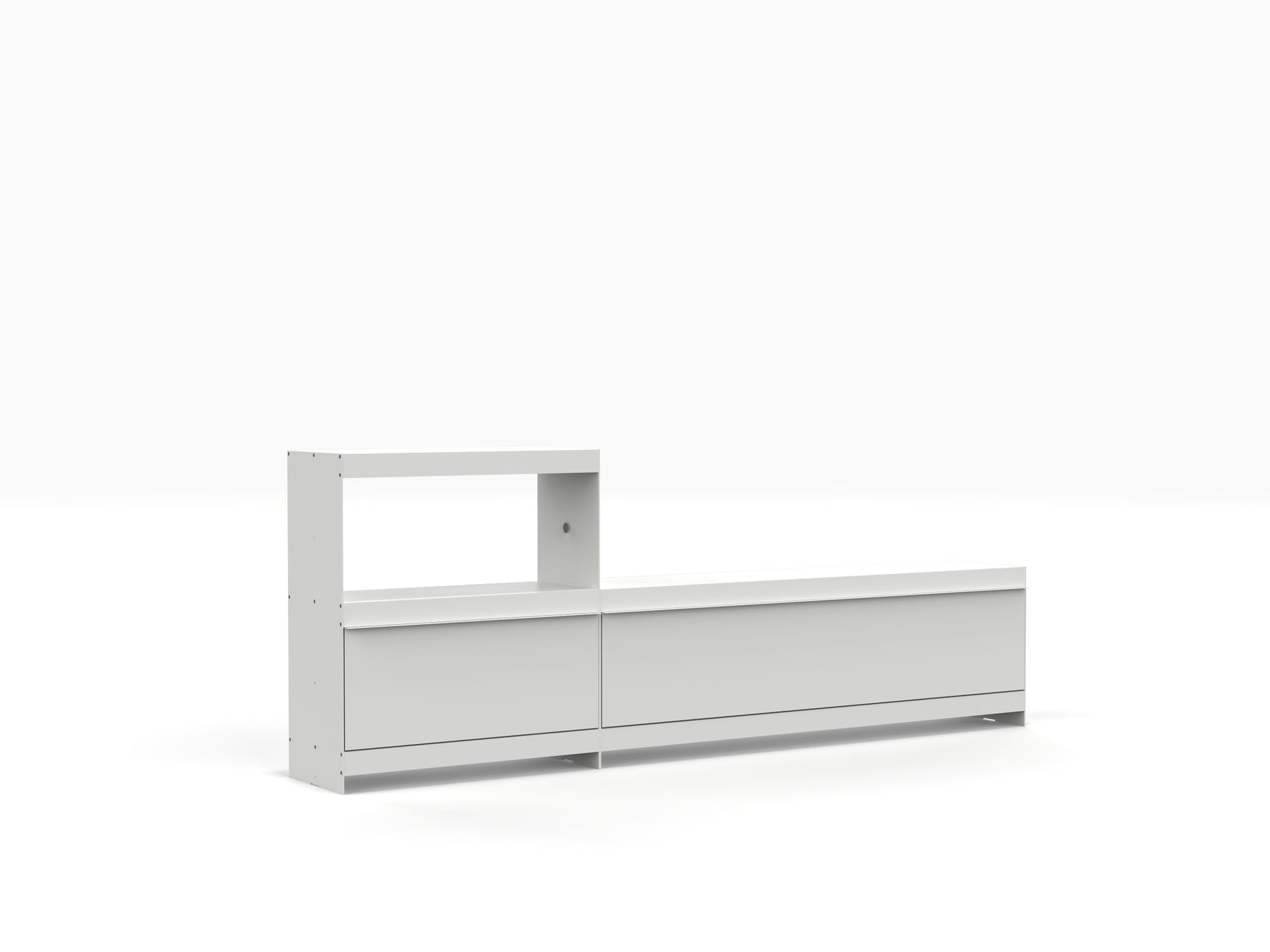 contemporary modular TV stand and audio storage in white