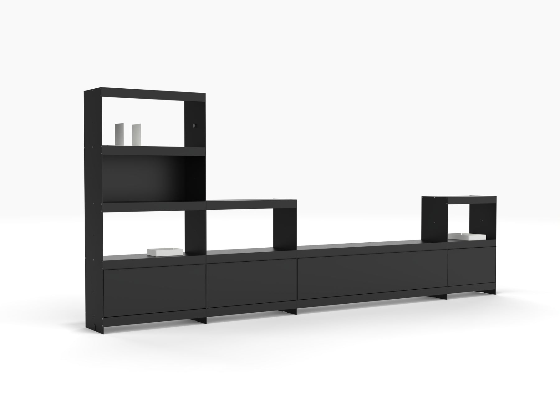 join shelving system TV wall system and media storage in black