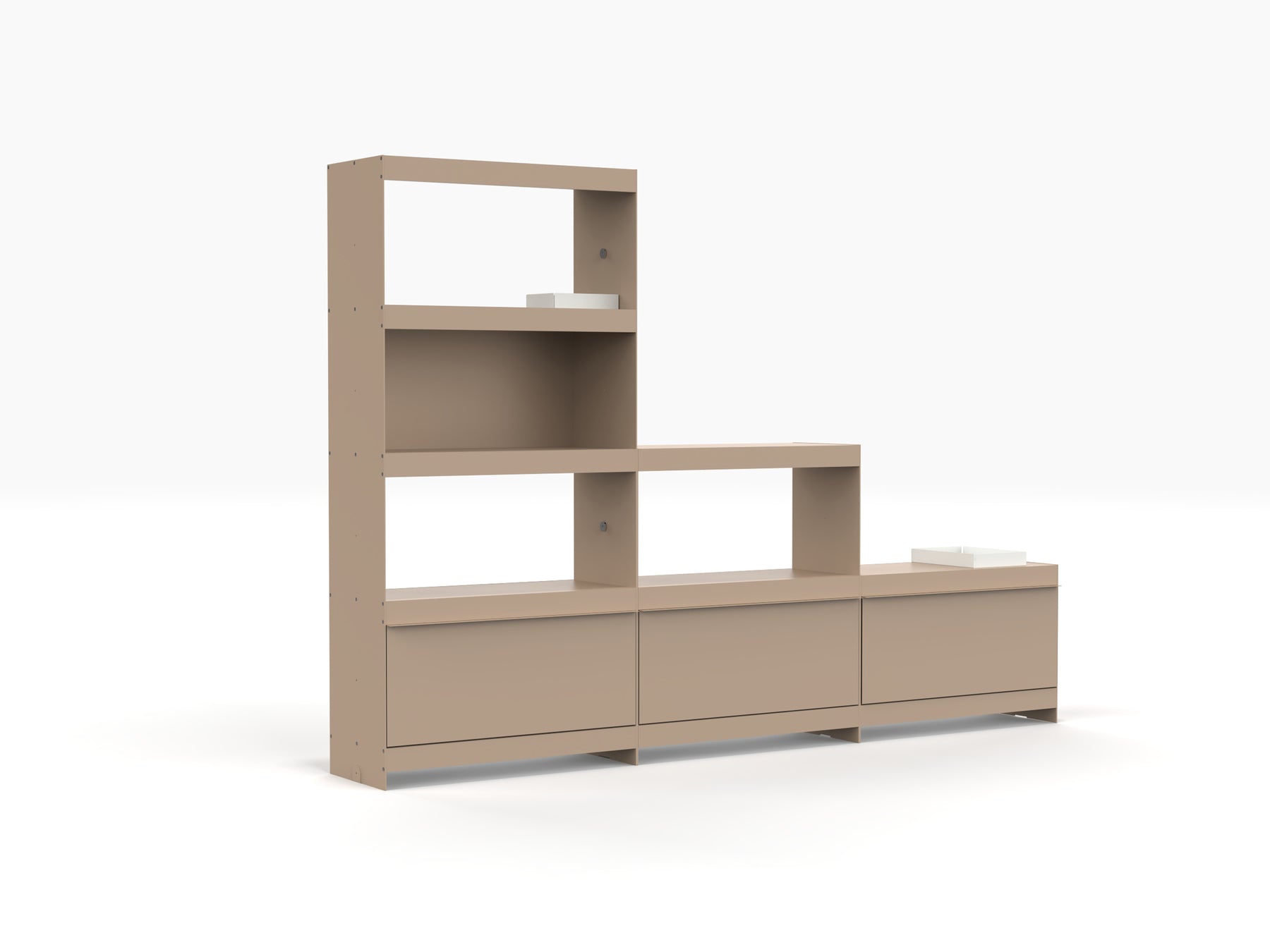 Tall modular bookcase in beige by ON&ON