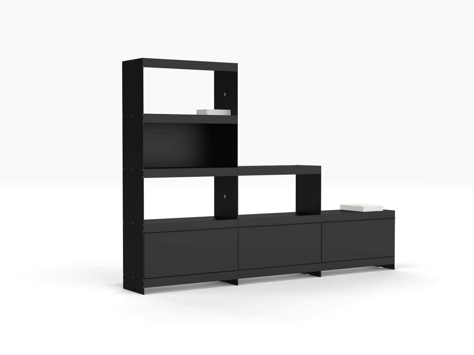 tall modern aluminium bookcase in black