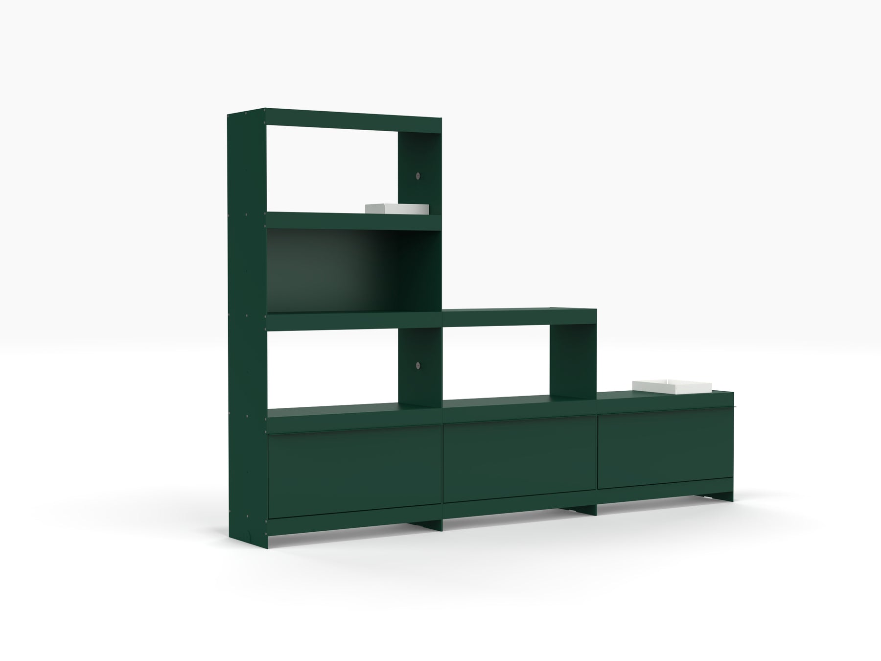 modular bookcase system in green by ON&ON