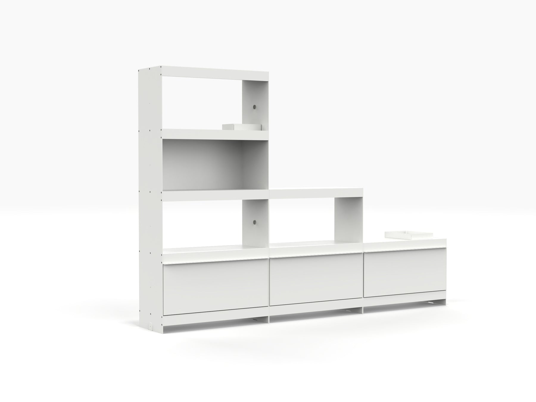 modern bookcase white with vinyl storage