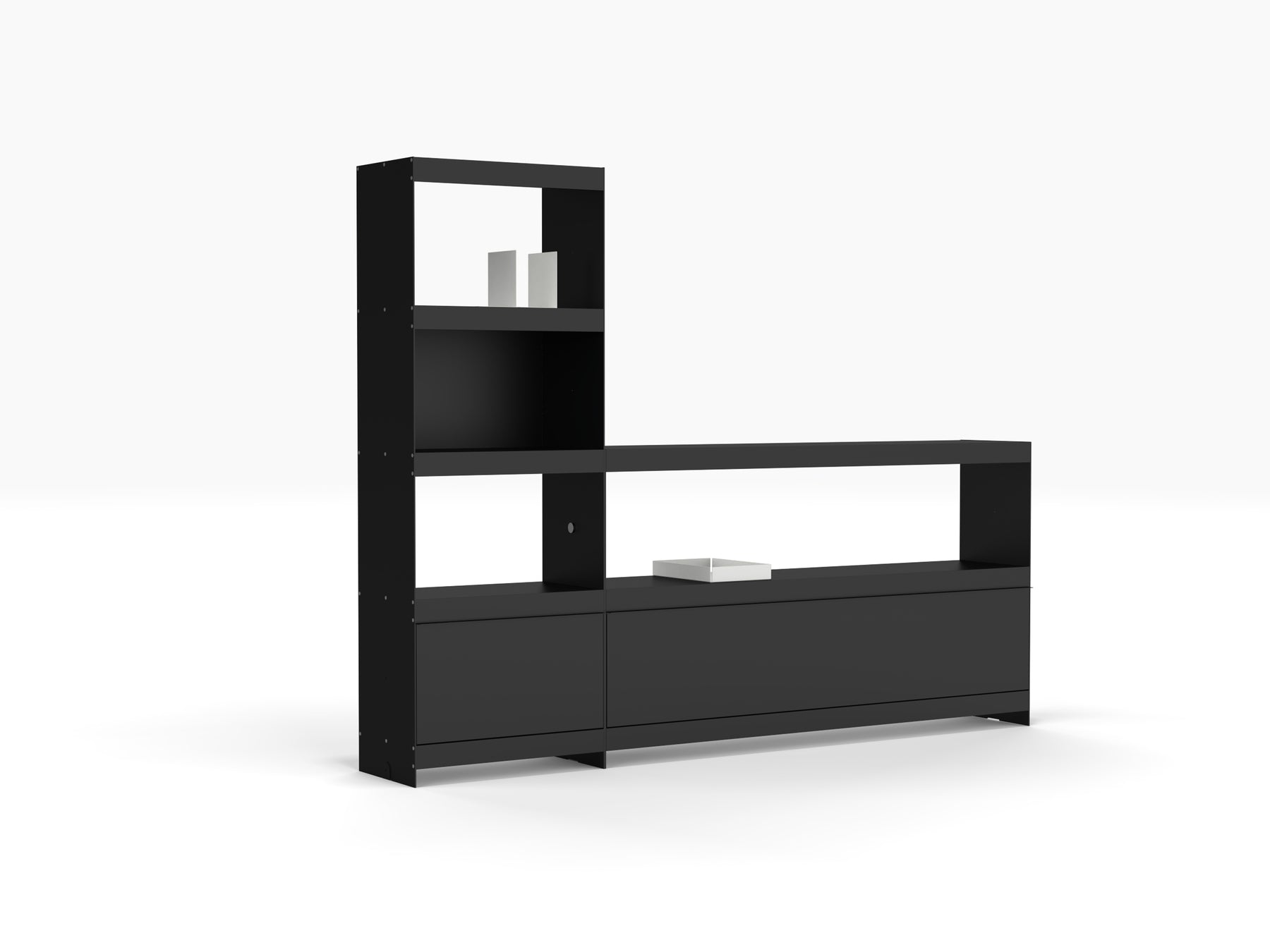 join shelving system modern turntable stand and media storage unit in black