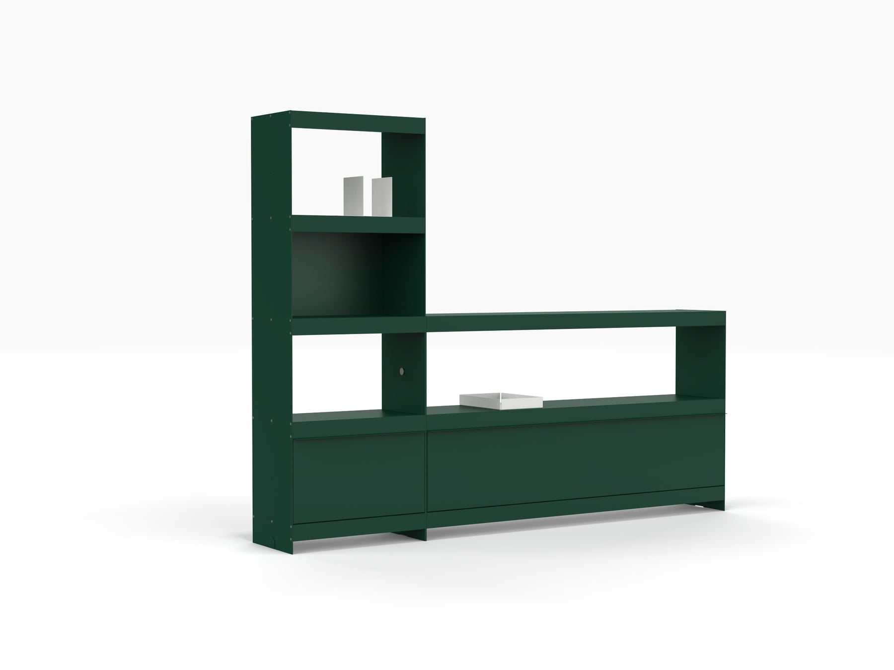 small modern media wall in green by ON&ON