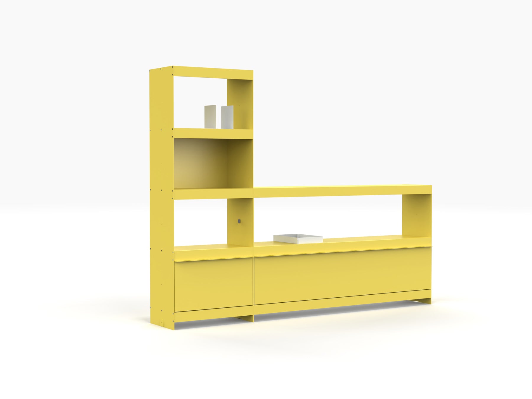 contemporary media wall units in yellow