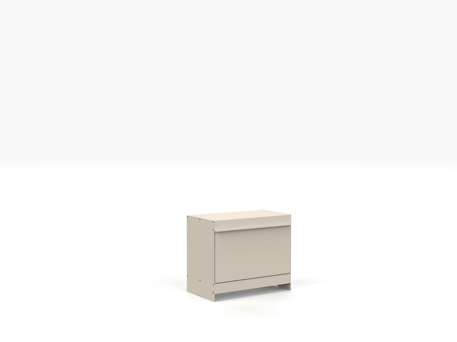 low level aluminium modular storage unit in ivory colour