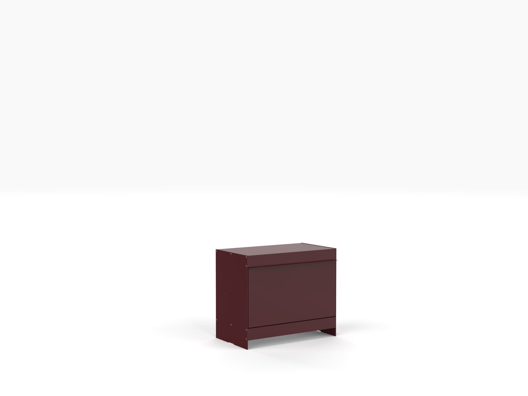 modular shelving unit cabinet with door in deep red