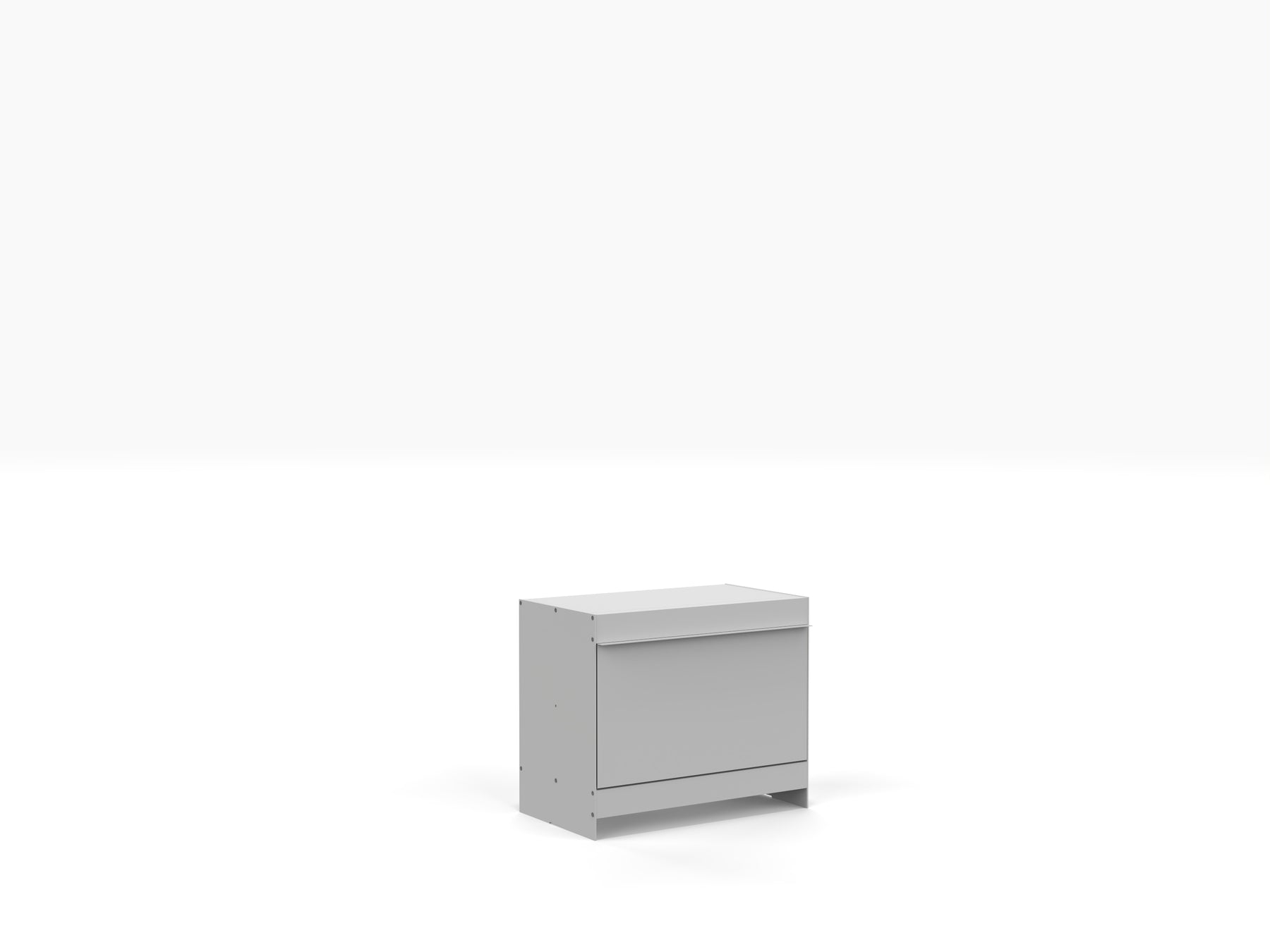 small contemporary metal bedside table in light grey by ON&ON