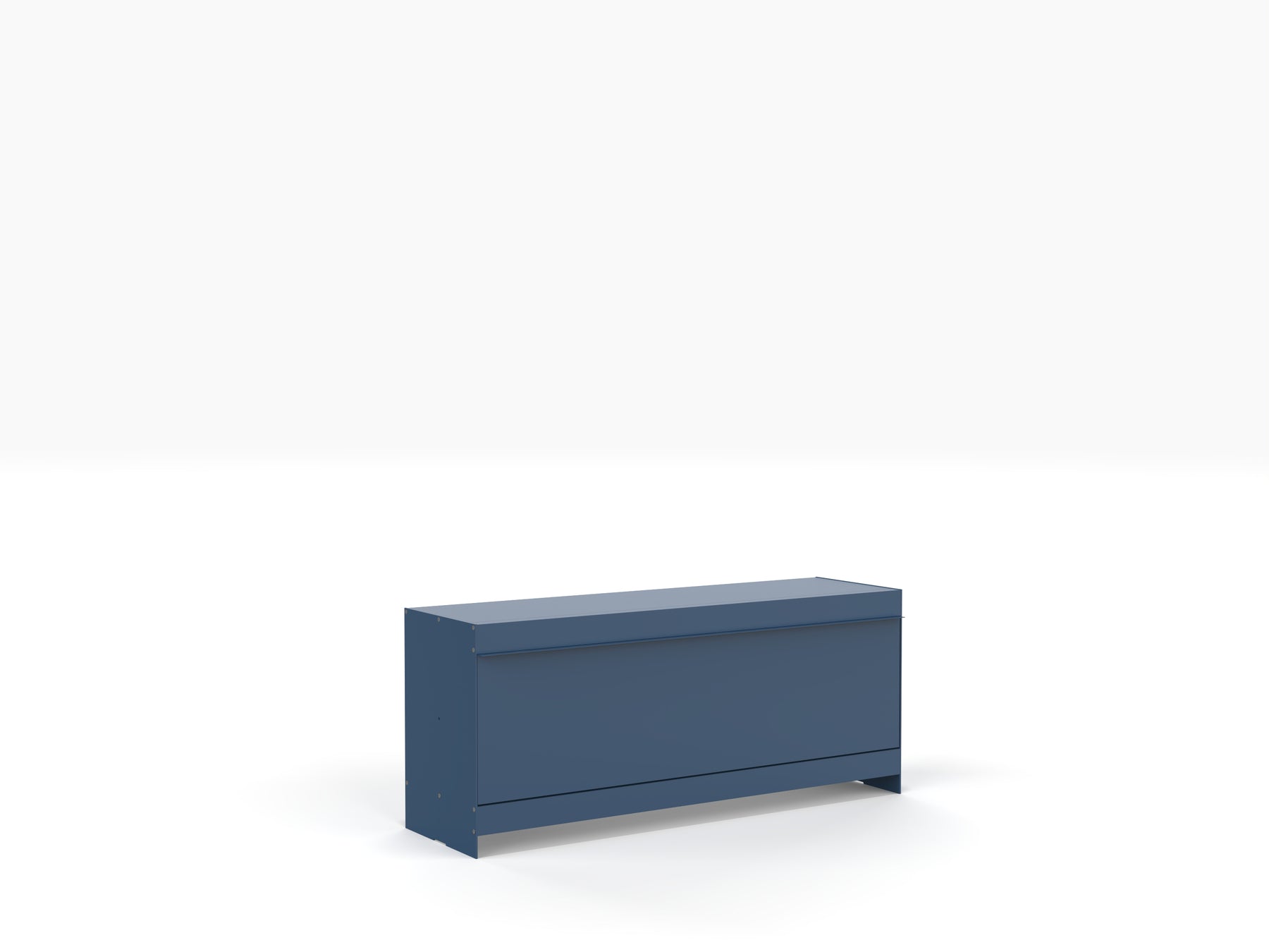 low level metal designer modular TV stand in blue