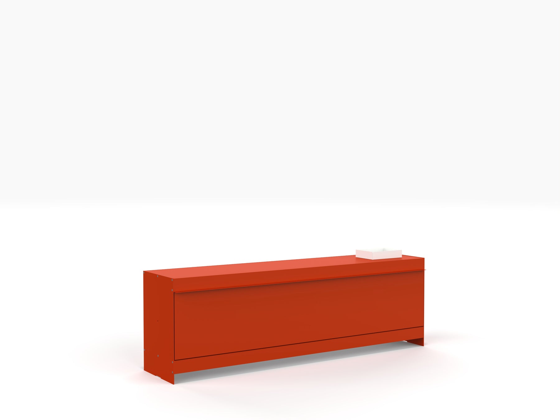 contemporary red long low level metal TV stand