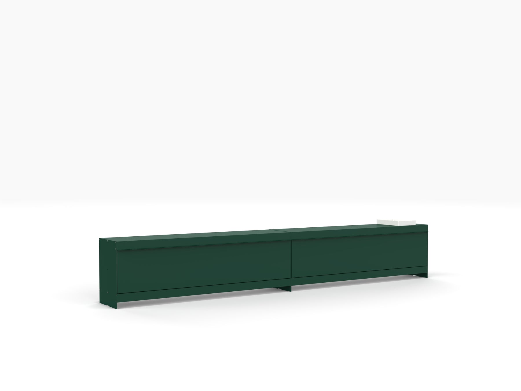 TV unit long low level architectural cabinet in green by ON&ON