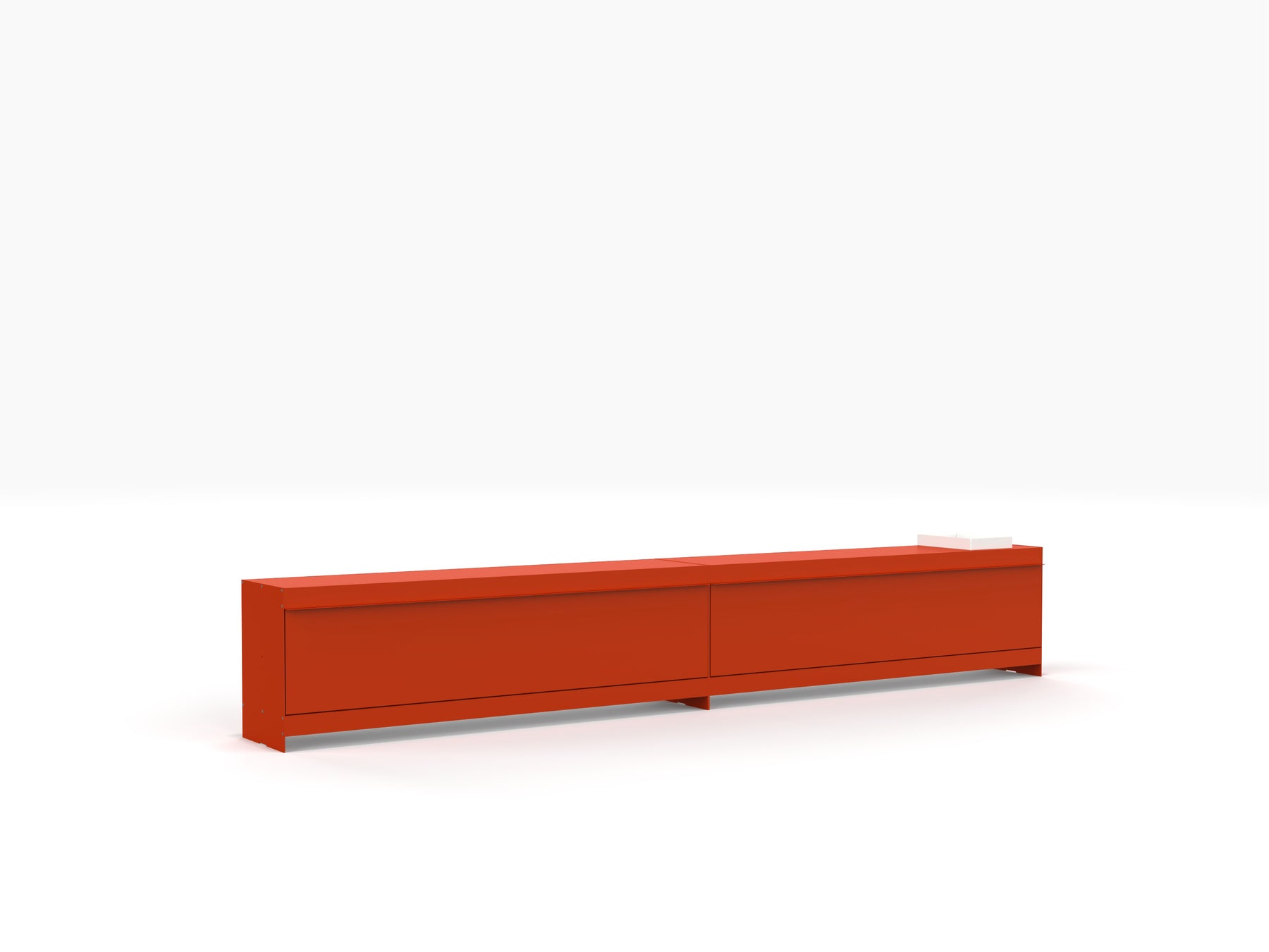 red extra long low level TV stand 