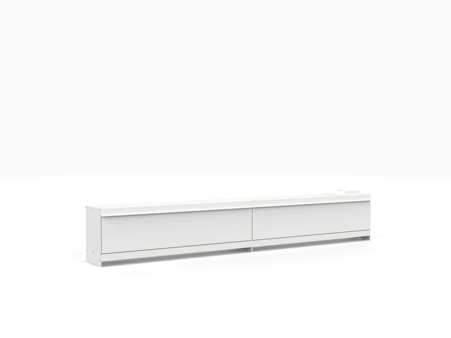 extra long TV unit with storage in white