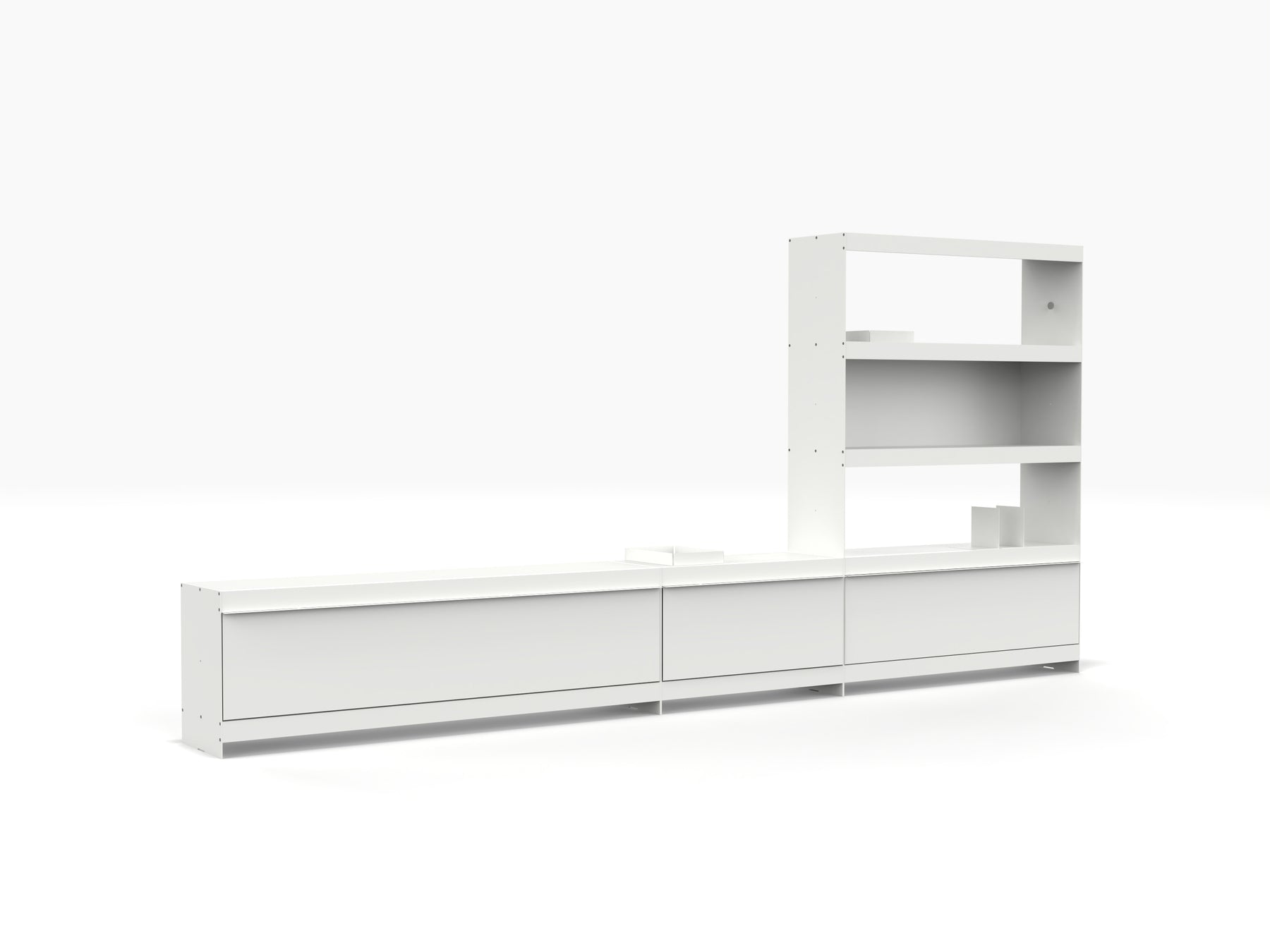 large architectural modern TV stand and media wall unit in white