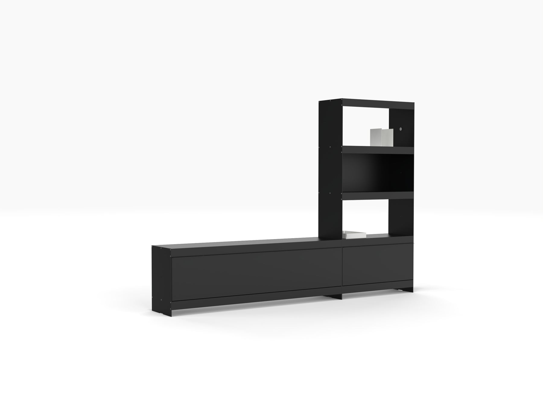 low TV stand with storage in black by ON&ON