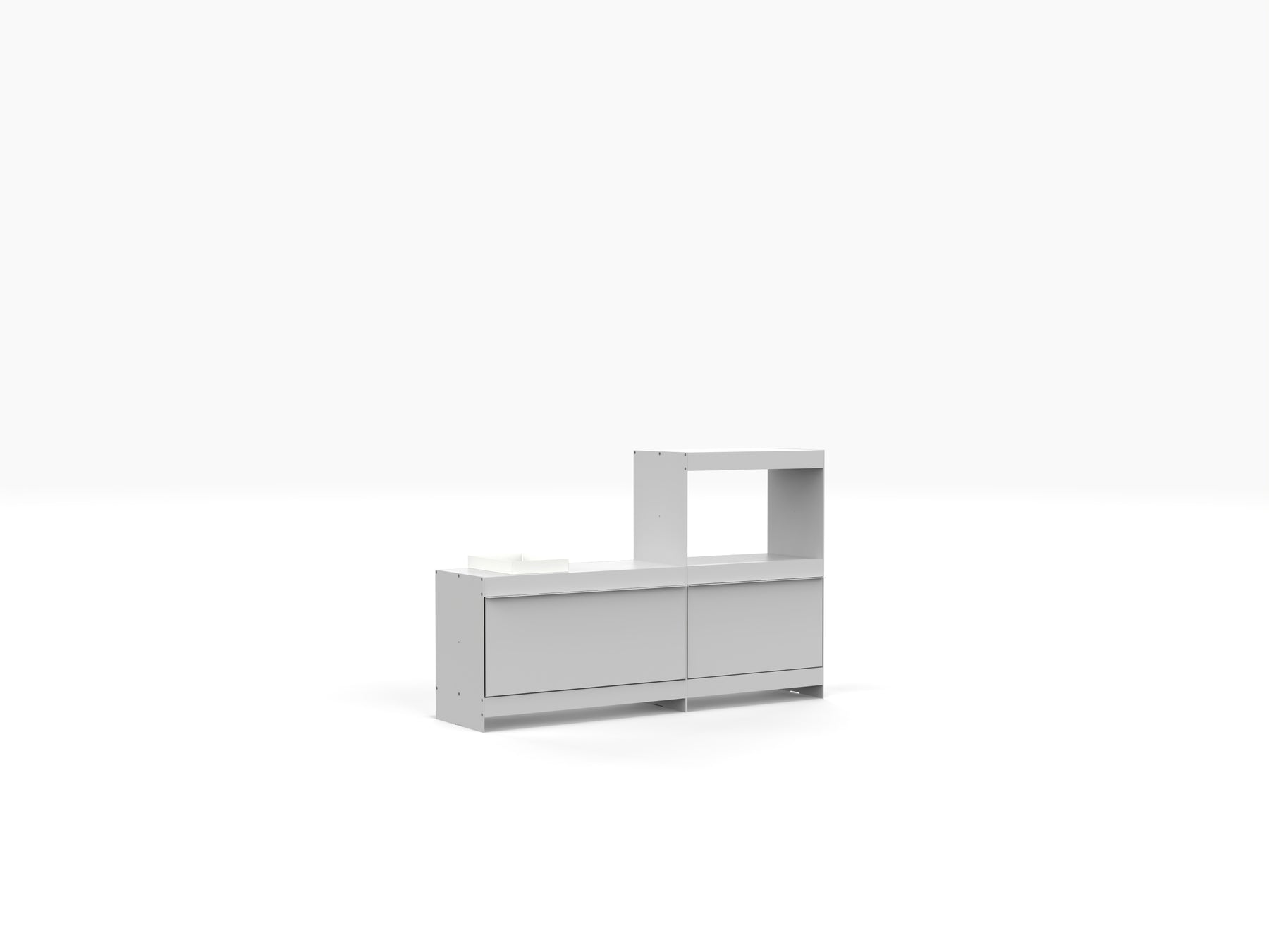 TV and record player stand in light grey with record storage