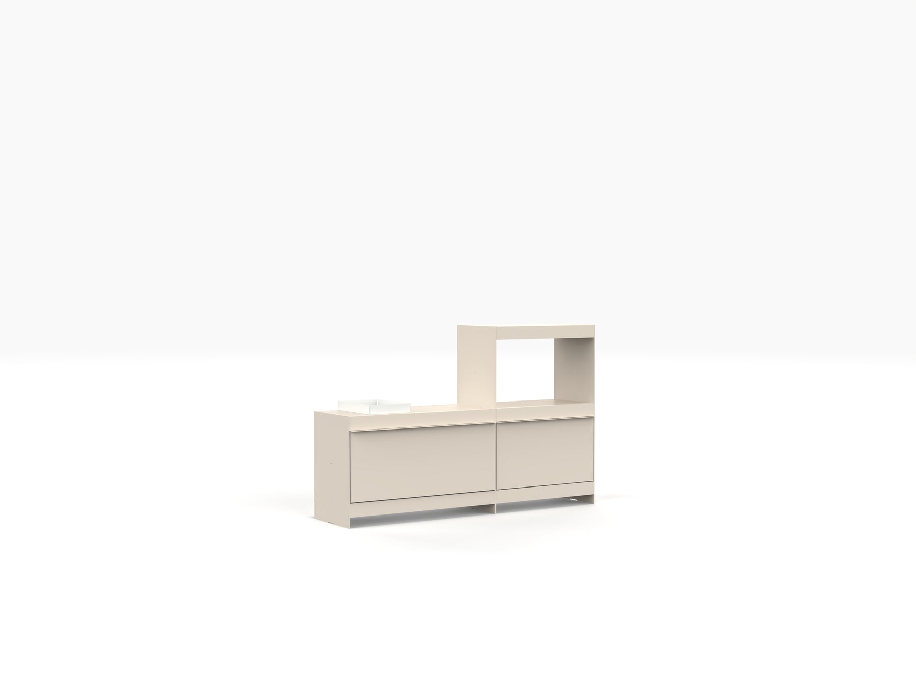 small media unit for TV and record player by ON&ON in light ivory colour