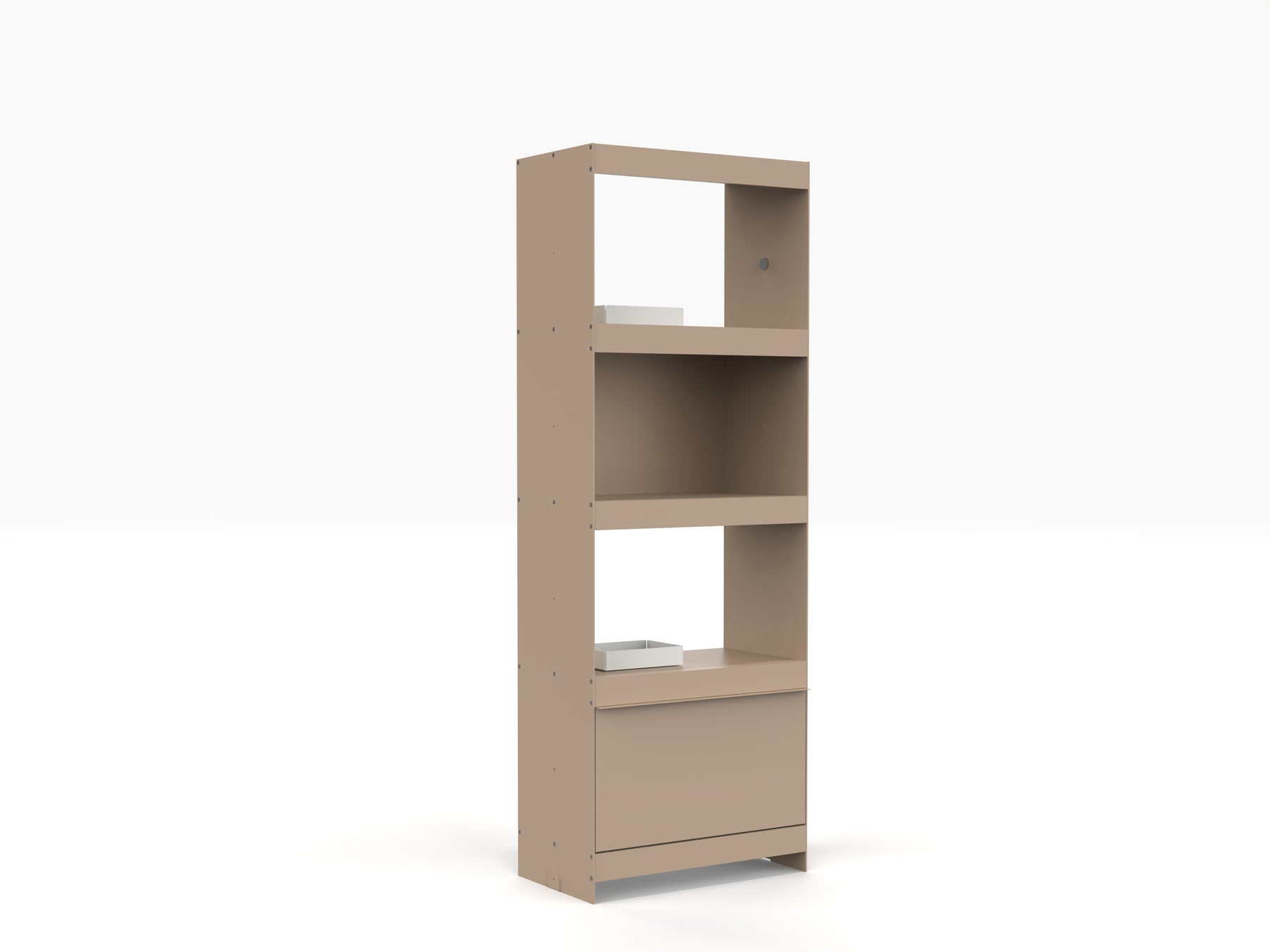 tall architectural modern bookcase in beige