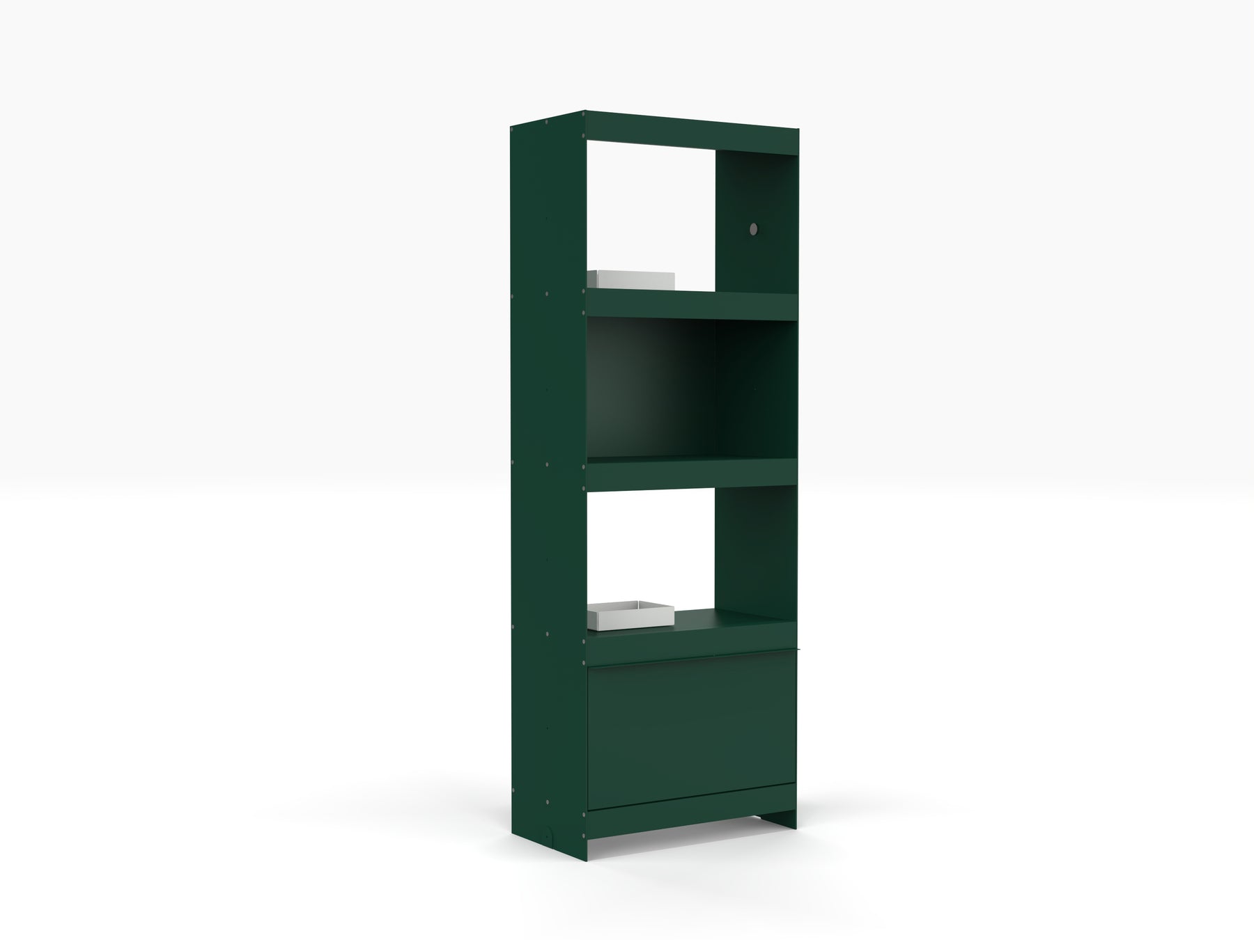 green modular tall aluminium bookcase 