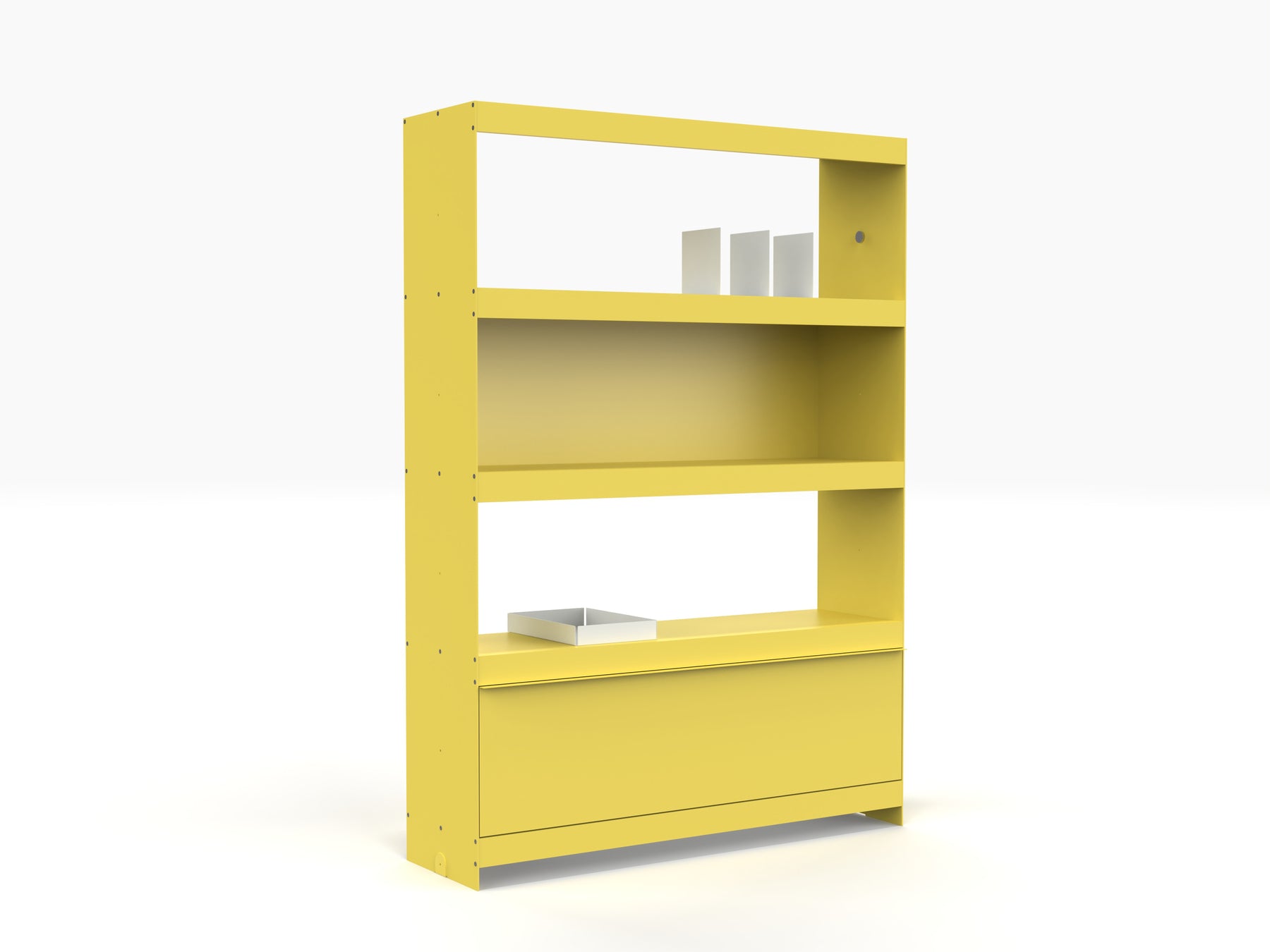 large yellow modular metal bookcase by ON&ON