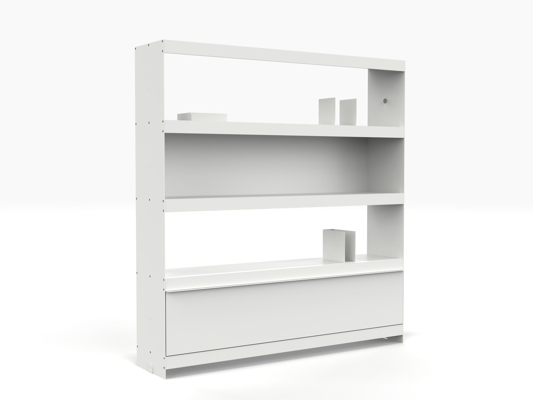 aluminium modular book shelving unit in white