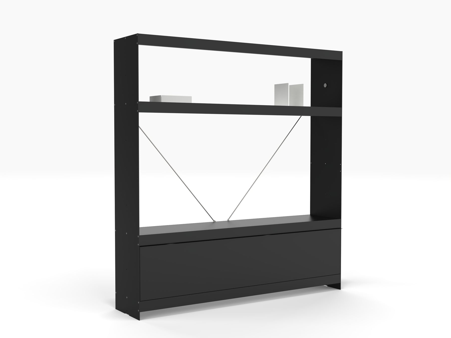 modern TV wall unit with shelves in black