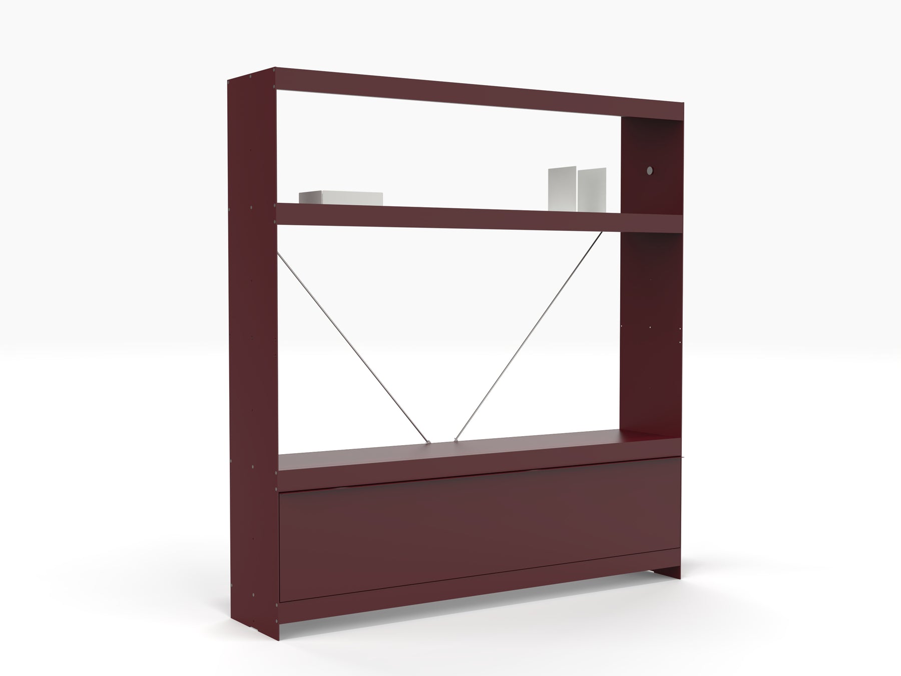 modular 50 inch TV unit in deep red