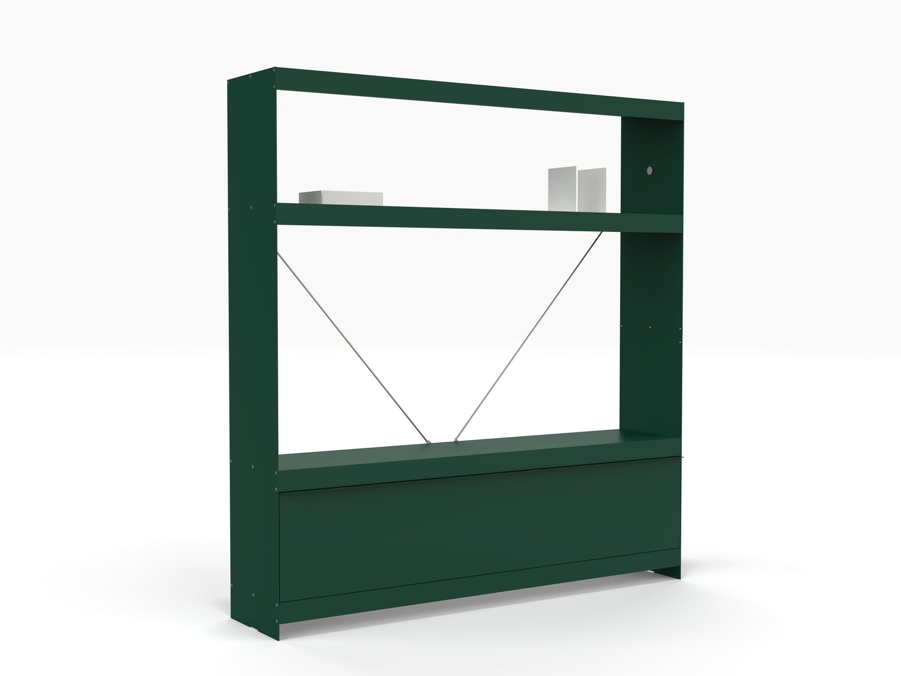 modular TV and media storage unit in green