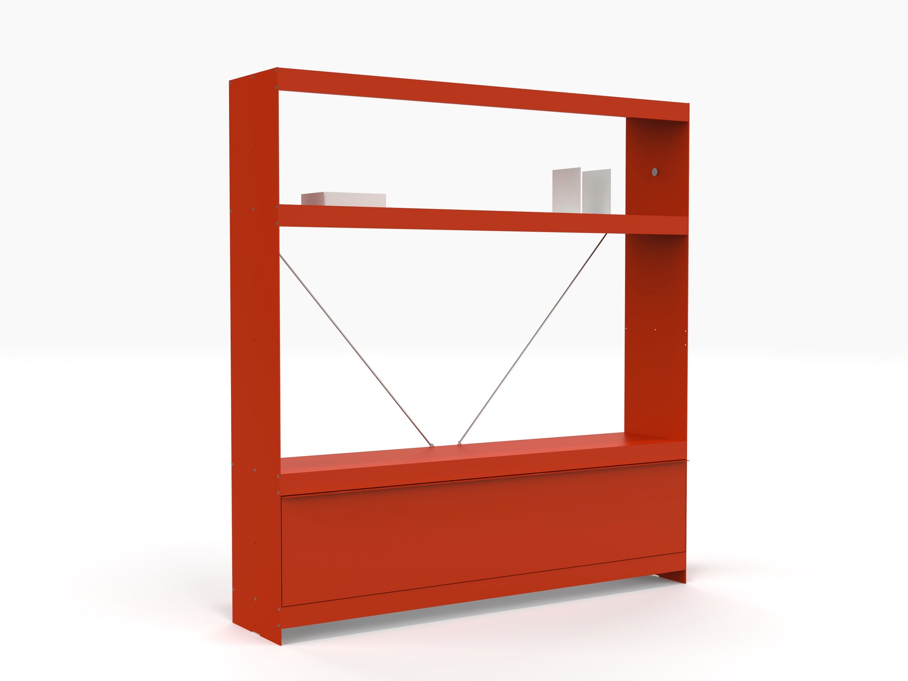 modular TV unit in red with door