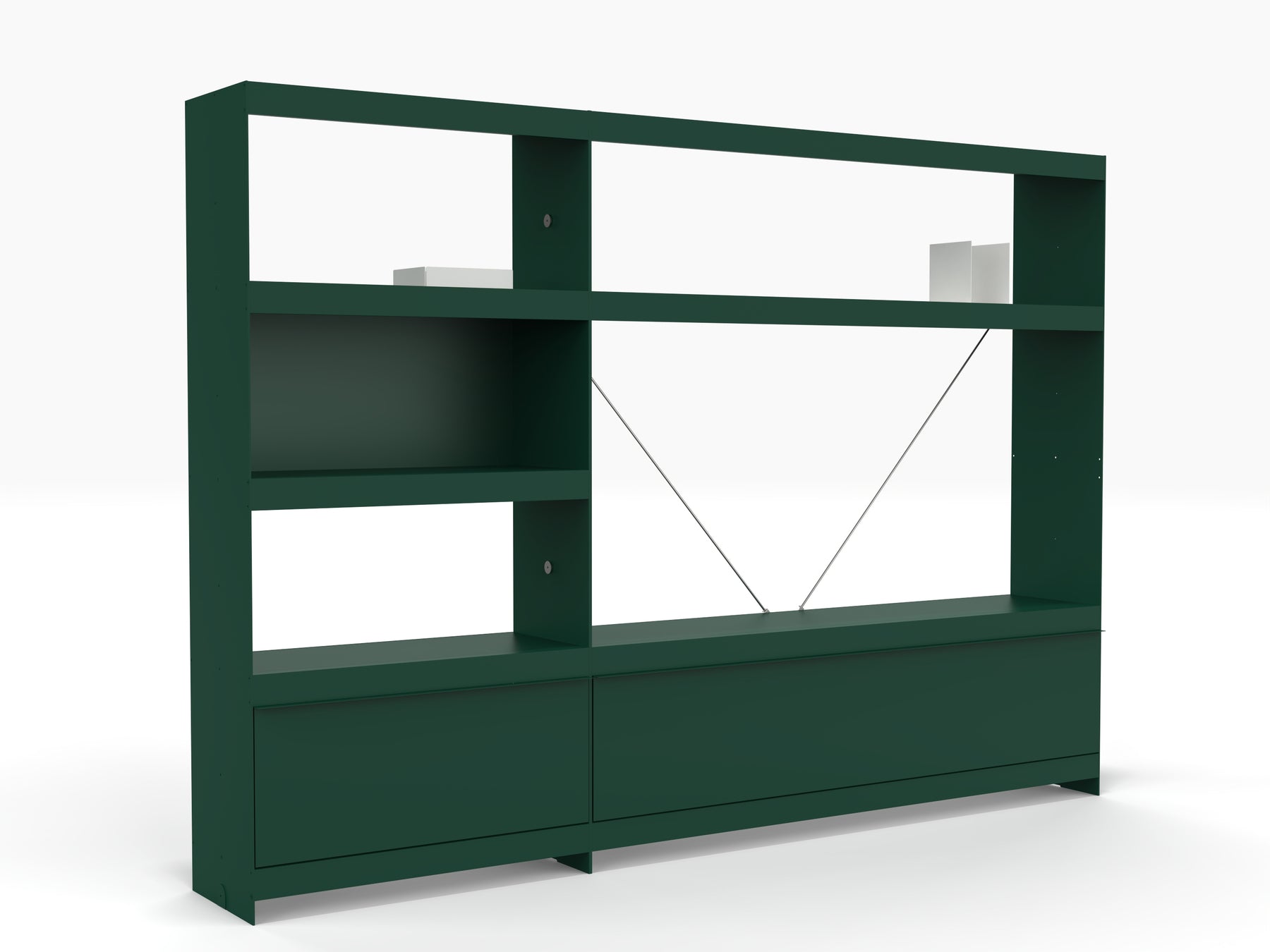 modern tv shelving wall in green