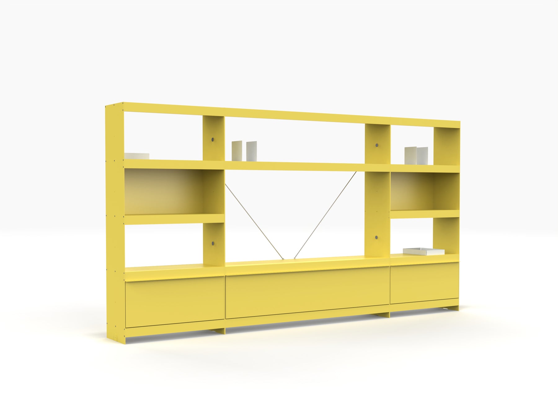 Join shelving system  TV wall system in yellow 