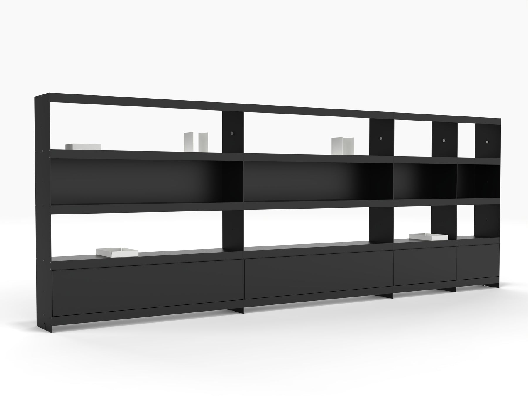 modular home office library and modern bookcase system in black