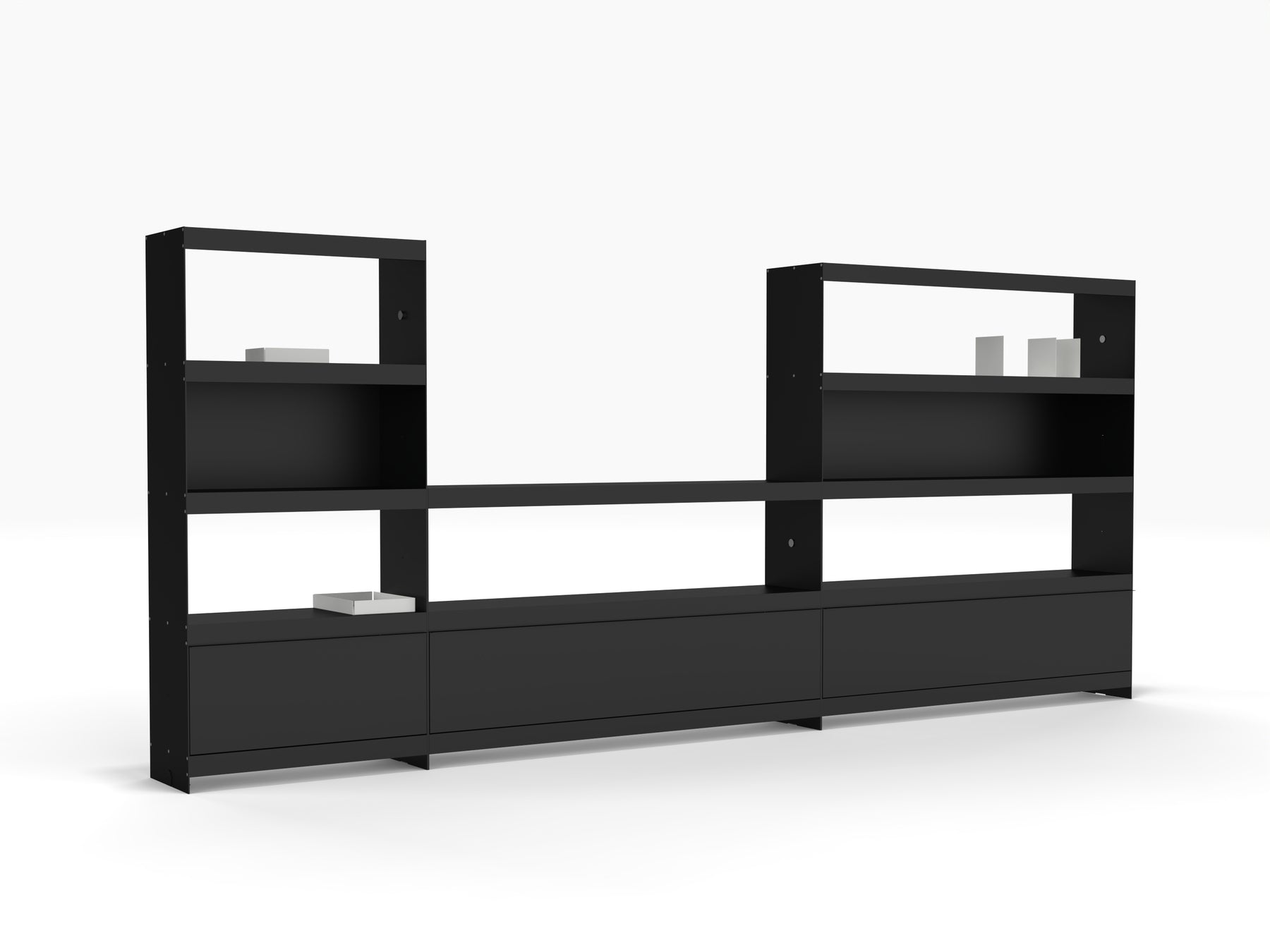 architectural office library shelving system in black