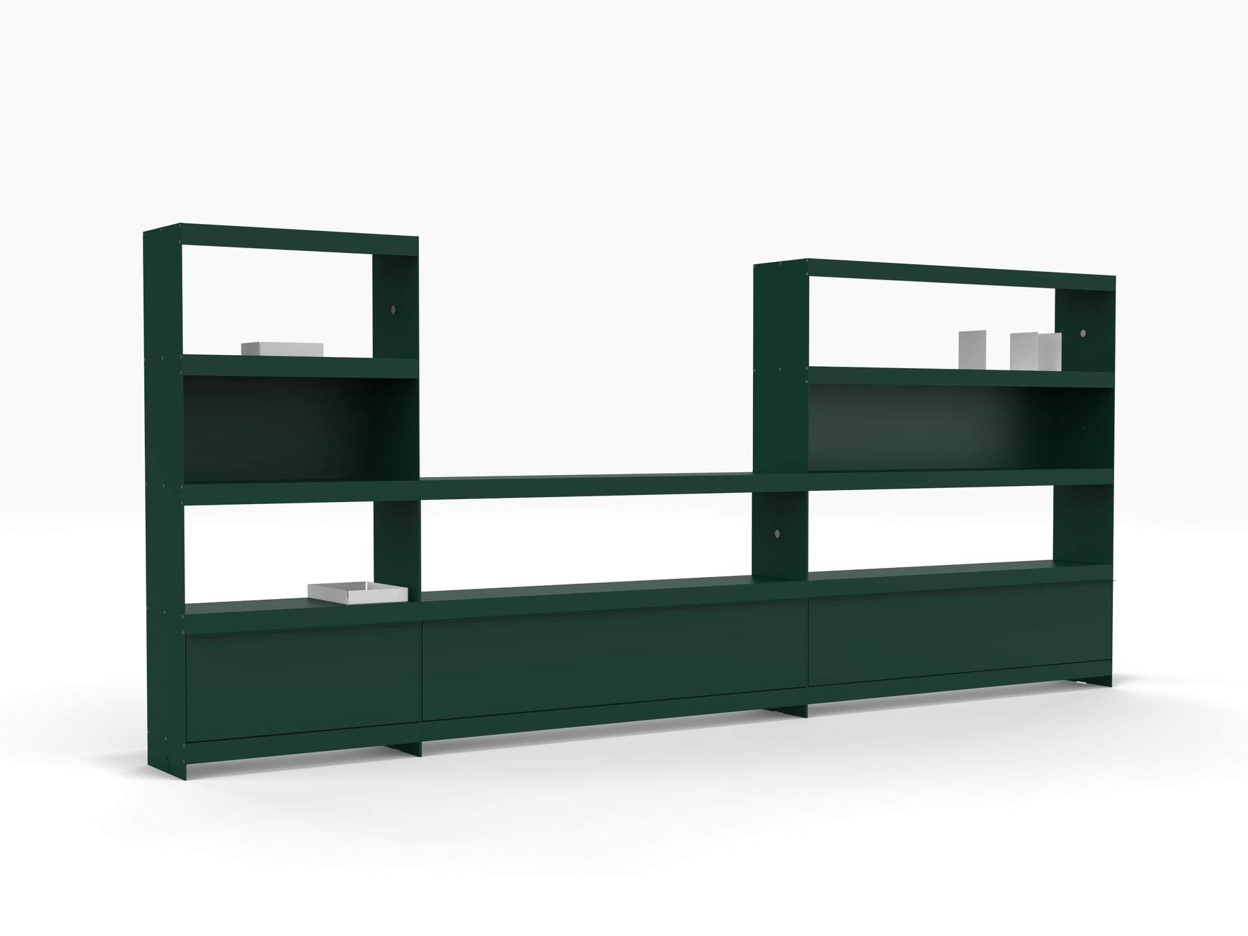 contemporary office shelving system in green