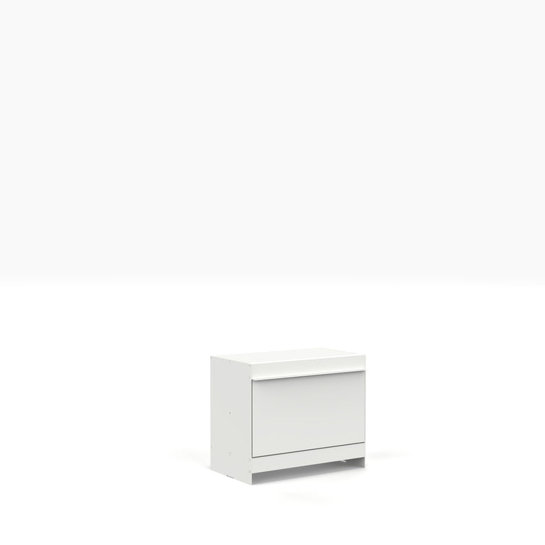 white aluminium cabinet part of the Join shelving system