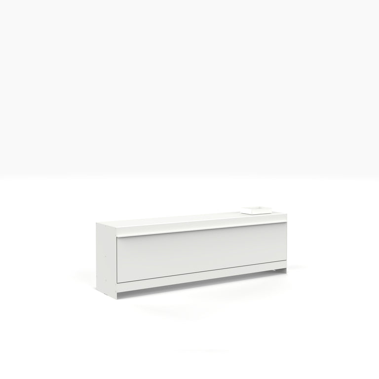 span shelving system long modular TV unit  in white