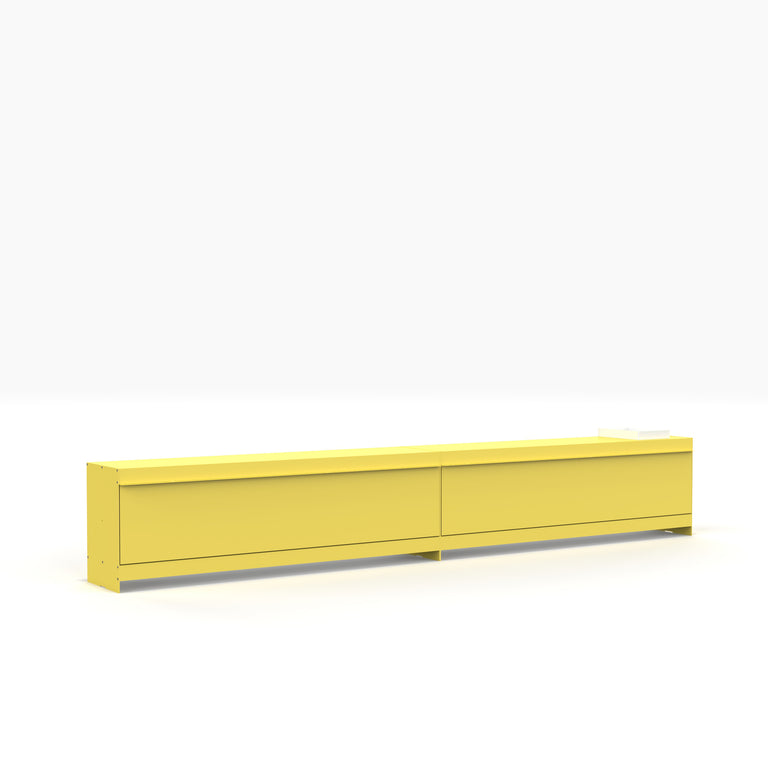 Long modern modular TV stand in yellow