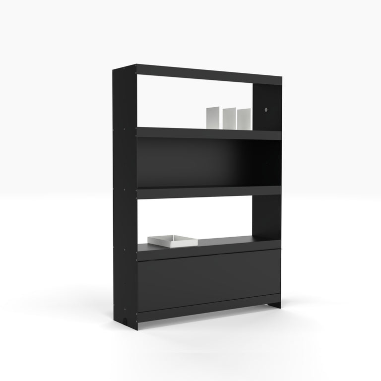 modular bookcase wall in black by ON&ON