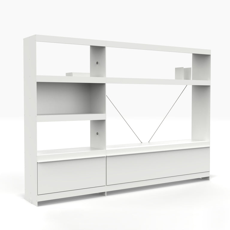 Join shelving system TV media storage wall in white